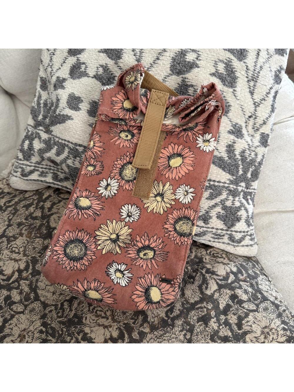 O’Neill burnt orange rusty and flower floral soft cotton lunch sack